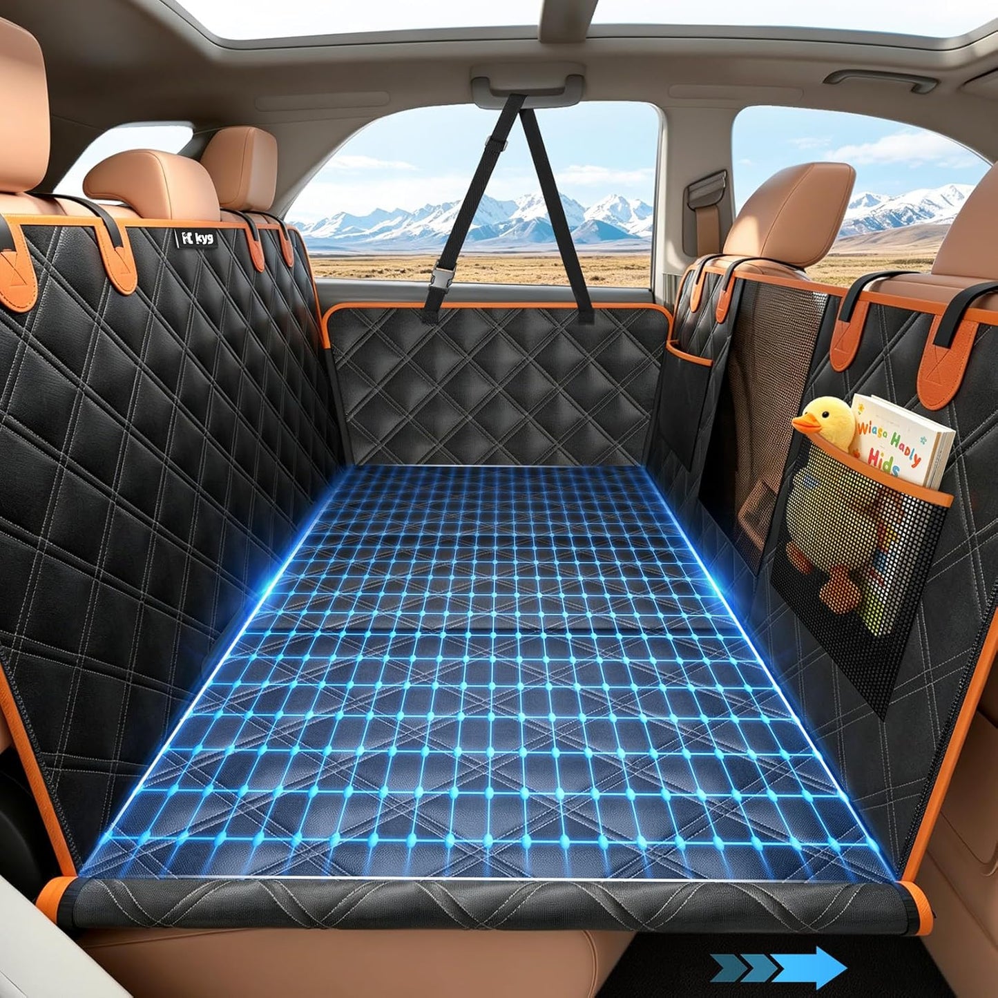 KYG Dog Car Seat Cover with Solid Base & Mesh Window