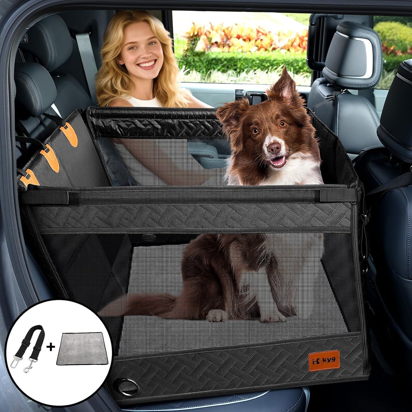 KYG Large Dog Car Seat Backseat Extender — 40% More Space, Maximum Safety